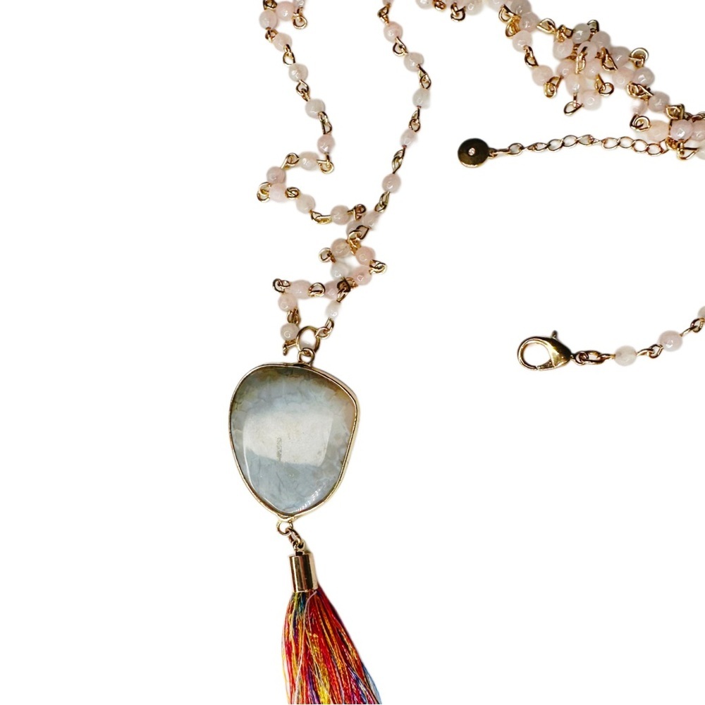 5/$25 😻 Premier Designs Natural Stone and Tassel Pendant Necklace - Picture 6 of 7